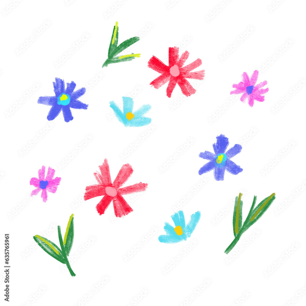 set of flowers