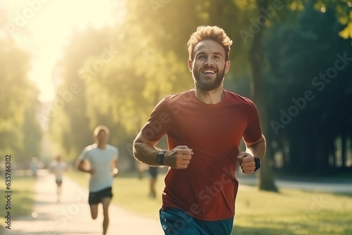 a man jogging in the park.cardio. generative ai.