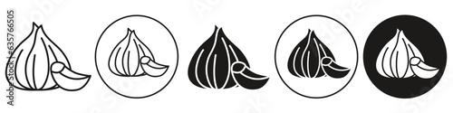 Garlic Icon. Symbol of aromatic cooking herb spice to make food seasoning. Vector symbol of organic garlic clove plant sign