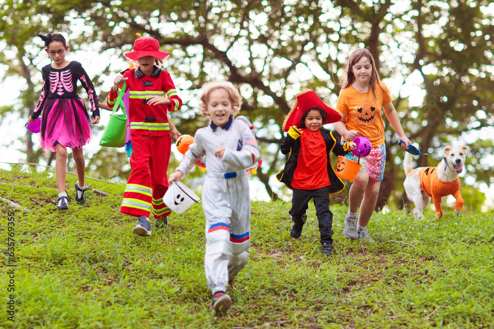 Kids trick or treat. Halloween fun for children. Kids trick or treat. Halloween fun for children.