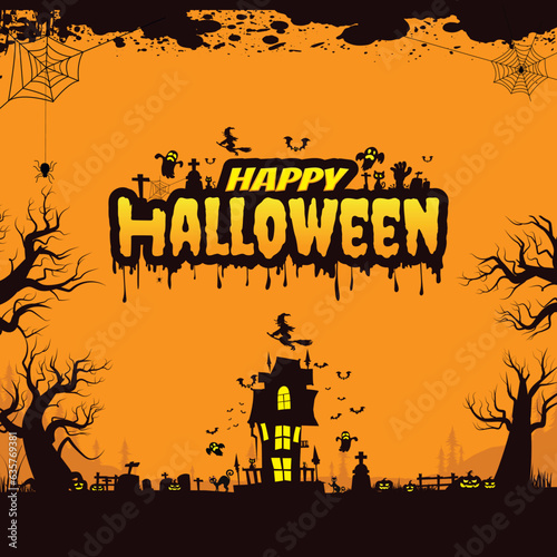 Happy halloween background, Halloween vector illustration.	
