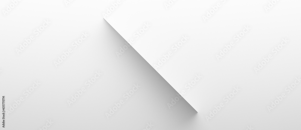 Abstract minimal white background with diagonal line and drop shadow with copy space for text