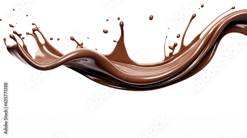 A splash of chocolate on a white surface.