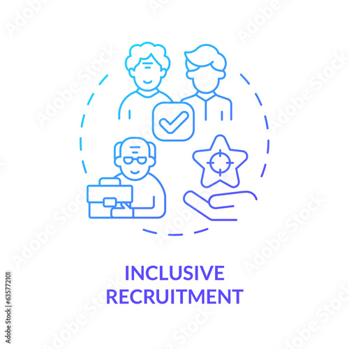 2D gradient inclusive recruitment thin line icon concept, isolated vector, blue illustration representing unretirement.
