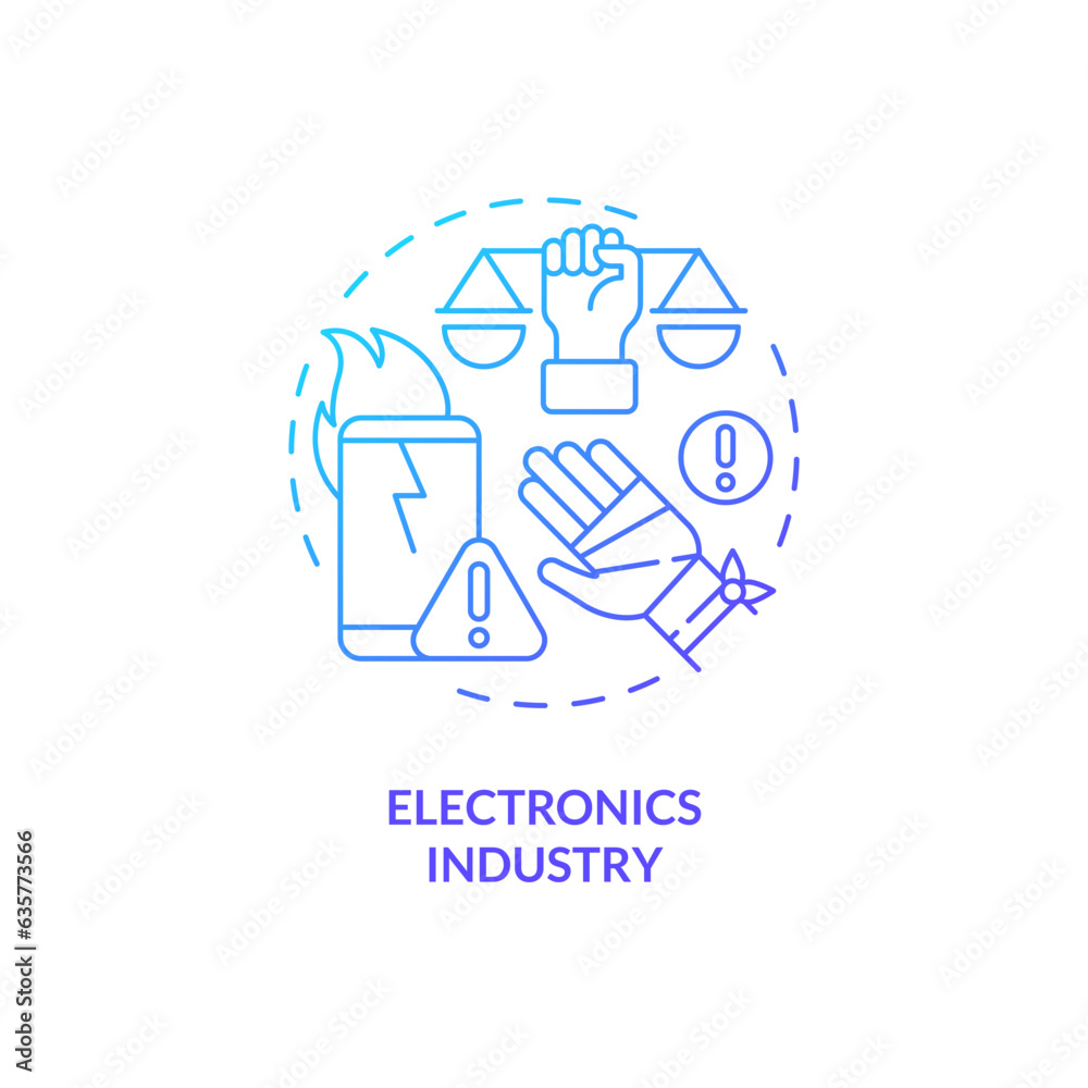 Obraz premium 2D gradient electronics industry thin line icon concept, isolated vector, blue illustration representing product liability.