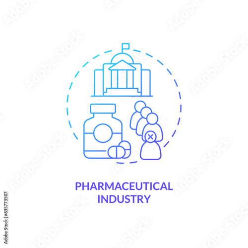 2D gradient pharmaceutical industry thin line icon concept, isolated vector, blue illustration representing product liability.