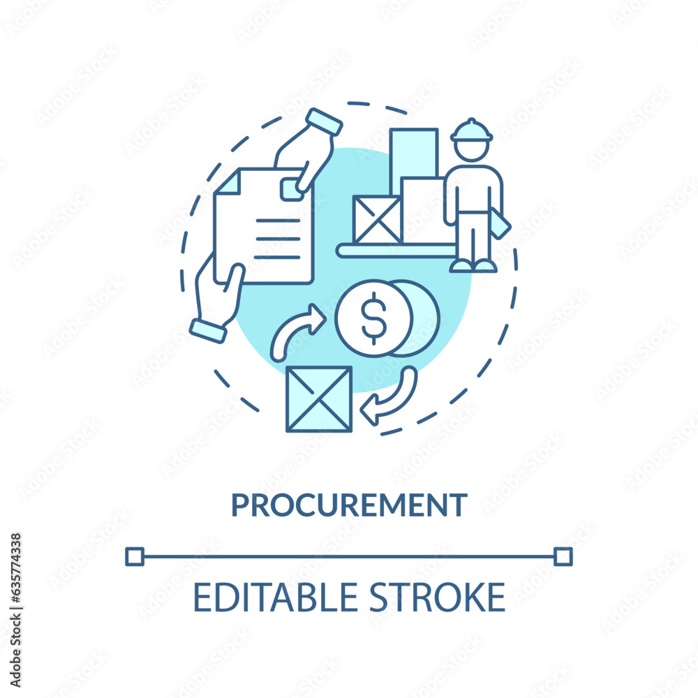 2D editable procurement thin line icon concept, isolated vector, blue illustration representing vendor management.