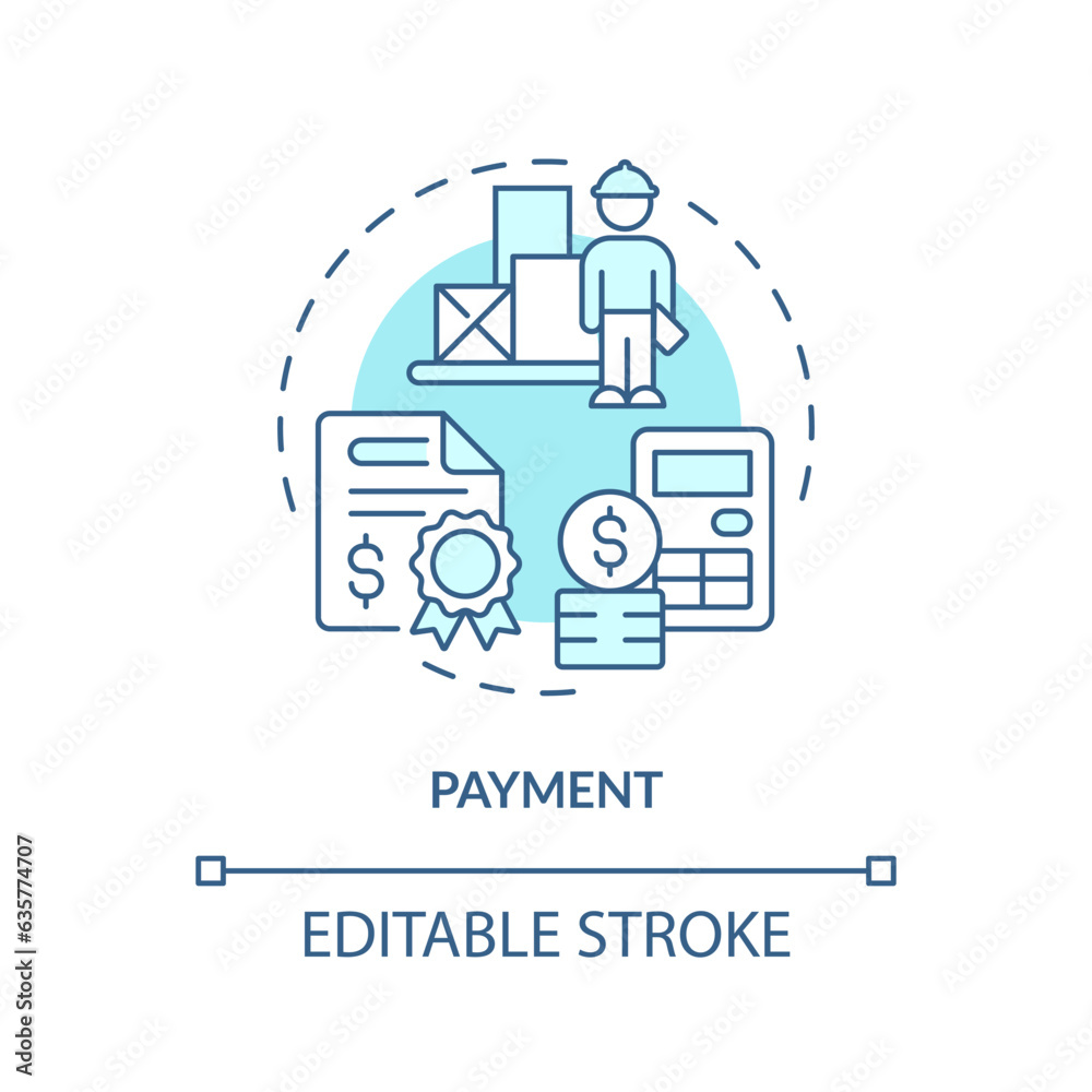 2D editable payment thin line icon concept, isolated vector, blue illustration representing vendor management. 2D editable payment thin line icon concept, isolated vector, blue illustration representing vendor management.