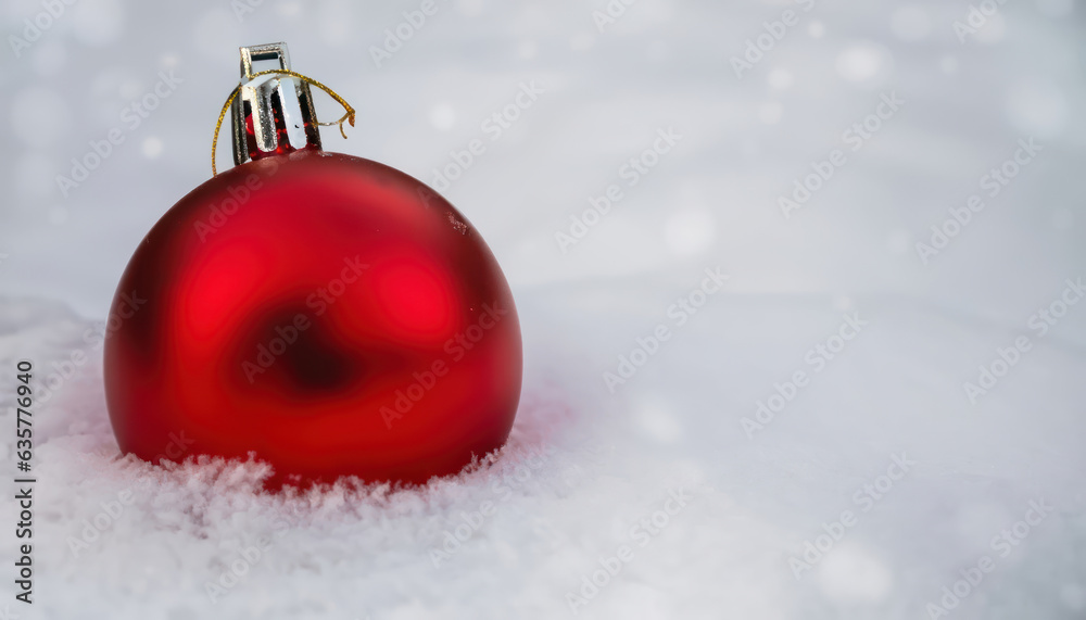 beautiful red christmas ball isolated in white nature snow, classical holiday beautiful red christmas ball isolated in white nature snow, classical holiday