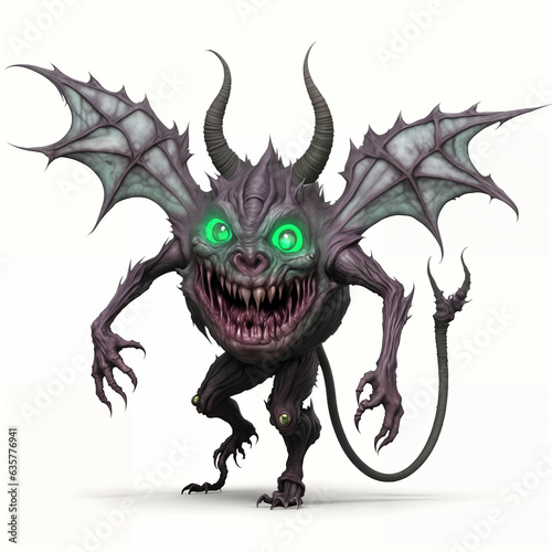 Monstrous demon with horns ...