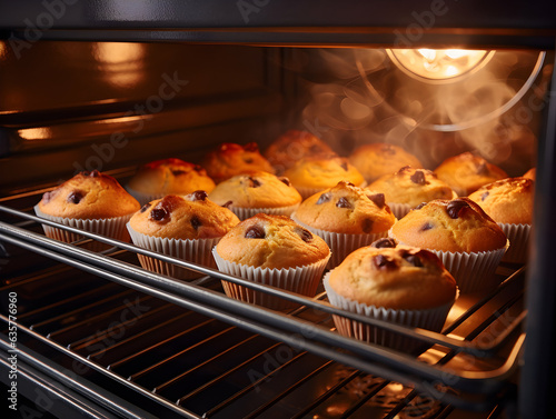 muffins baking in the oven
