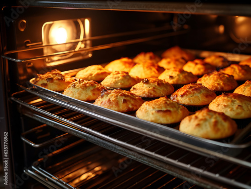 muffins baking in the oven
