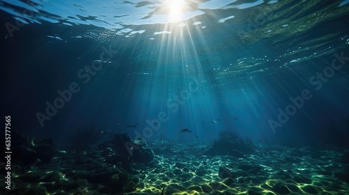 Underwater blue ocean background in sea © Twinny B Studio