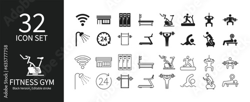Icon set related to fitness gym
