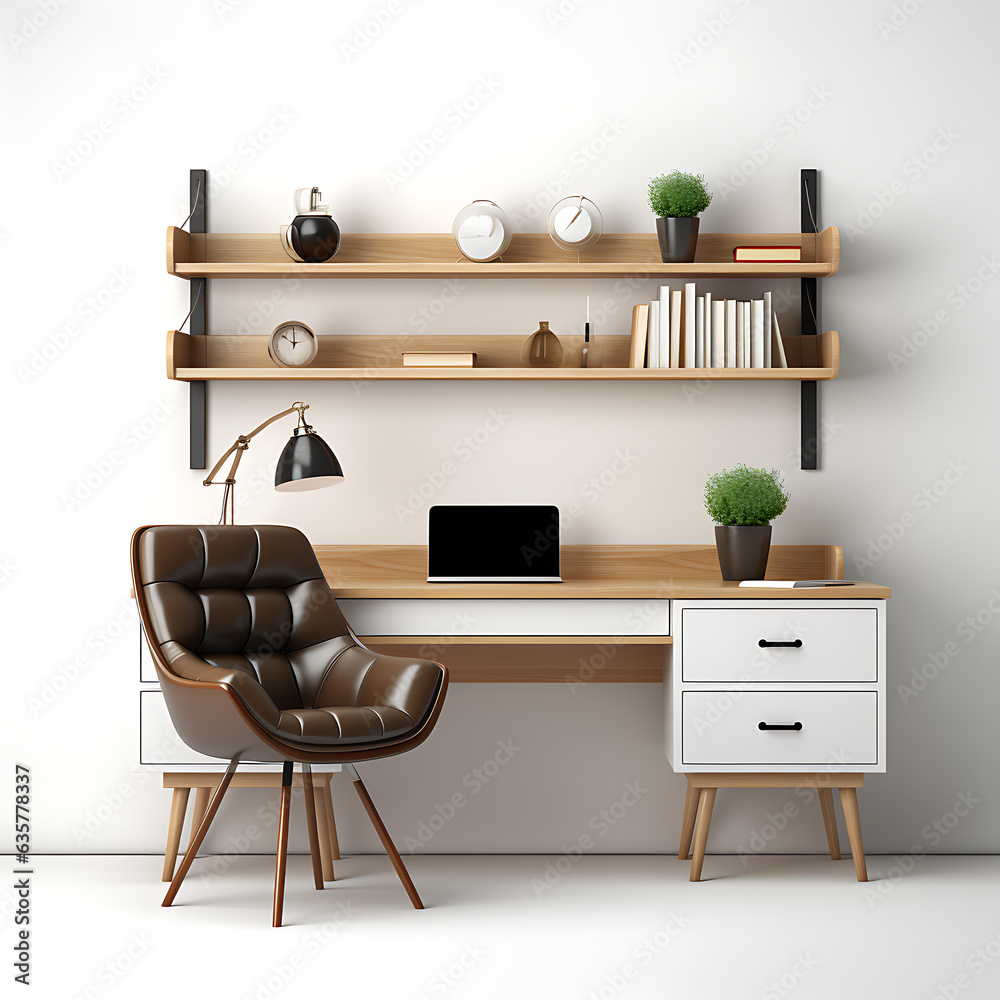 Fototapeta premium Mockup of a call center workplace in a minimalist style. Isolated.