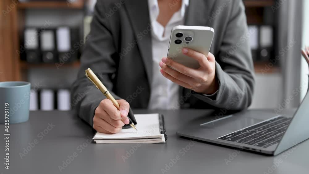 Business Woman using on smartphone and tablet at home as concept.