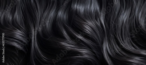 Black hair texture background. Generative AI technology.