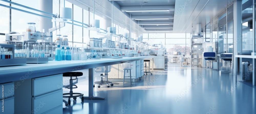 Laboratory working place interior. Medical healthcare concept. Generative AI technology. Laboratory working place interior. Medical healthcare concept. Generative AI technology.