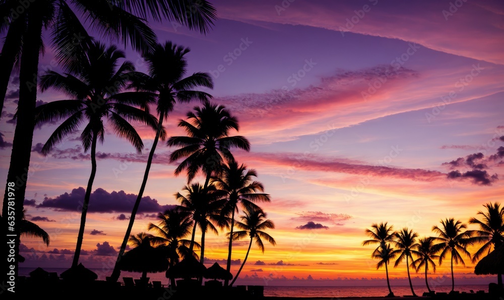 sunset on the tropical beach background