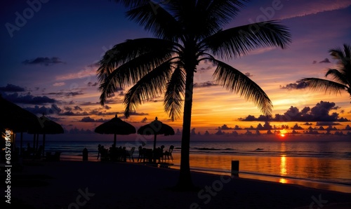 sunset on the tropical beach background © Digital AI Vault