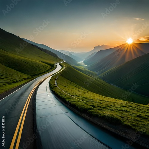 road surrounded by green mountains