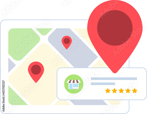 Local search concept. Map with red pin depicts convenience of finding local businesses