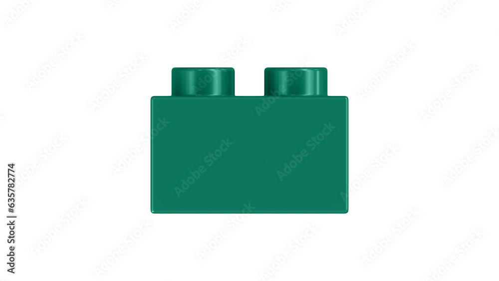 Bottle Green Block Isolated on a White Background. Close Up View of a Plastic Children Game Brick for Constructors, Side View. High Quality 3D Rendering with a Work Path. 8K Ultra HD, 7680x4320 Bottle Green Block Isolated on a White Background. Close Up View of a Plastic Children Game Brick for Constructors, Side View. High Quality 3D Rendering with a Work Path. 8K Ultra HD, 7680x4320