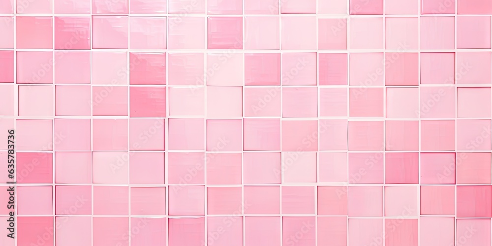 Bathroom wall is covered with pink tiles. Abstract geometric tile texture. Modern mosaic background Bathroom wall is covered with pink tiles. Abstract geometric tile texture. Modern mosaic background