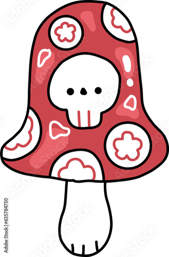Red Skull Mushroom. hand draw