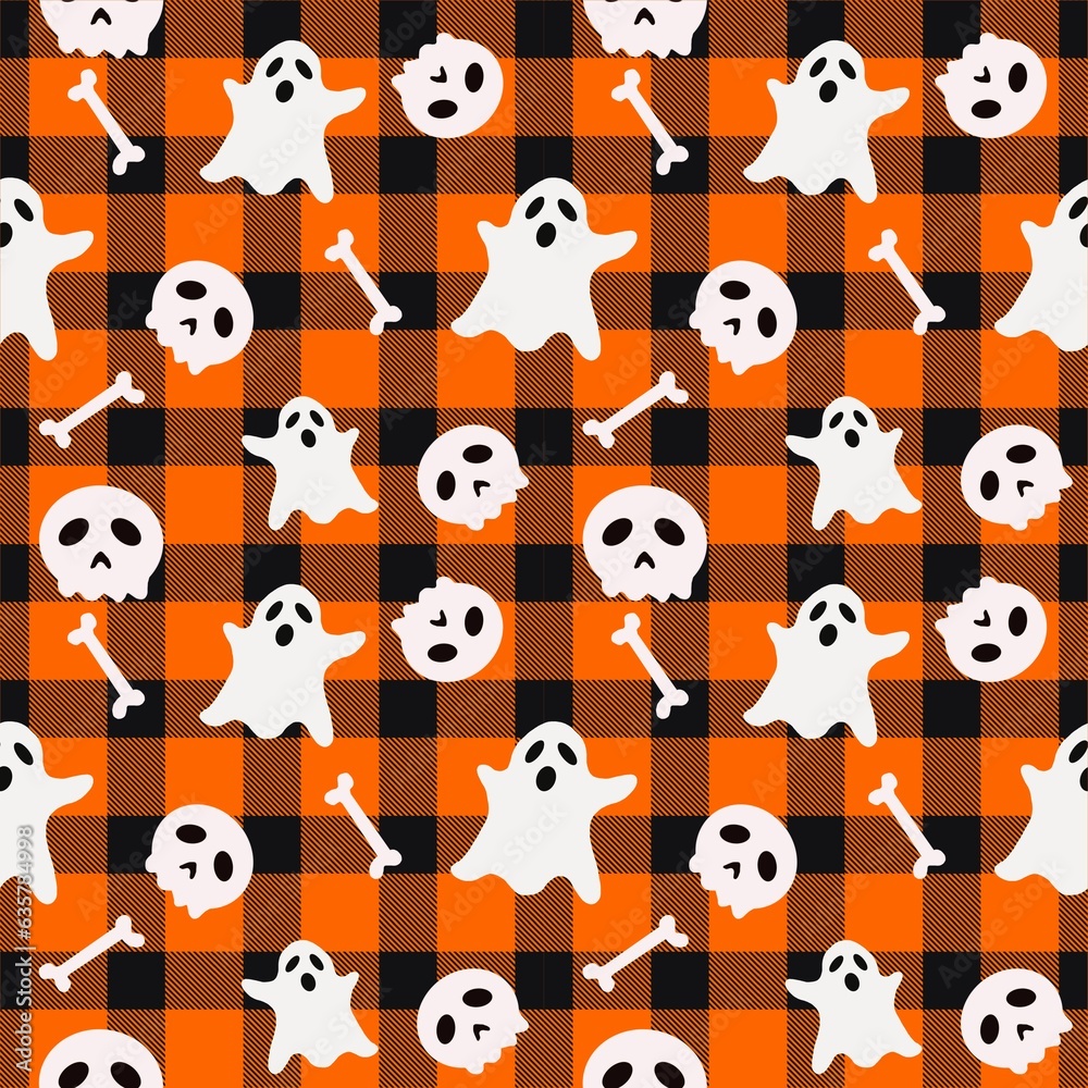 Halloween fabric pattern. hand drawn can be used in fashion decoration design. Bedding, curtains, tablecloths Halloween fabric pattern. hand drawn can be used in fashion decoration design. Bedding, curtains, tablecloths