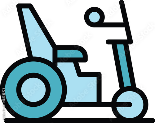Road electric wheelchair icon outline vector. Power chair. Drive motor color flat