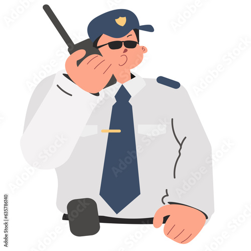 Security guard flat illustration