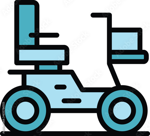 Man electric wheelchair icon outline vector. Power mobility. Scooter chair color flat