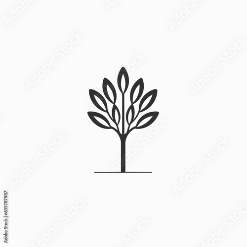 Investment banking monochrome line logo. Financial service. Tree sapling. Design element. Created with artificial intelligence. Ai art for corporate branding, credit union, financial advisor