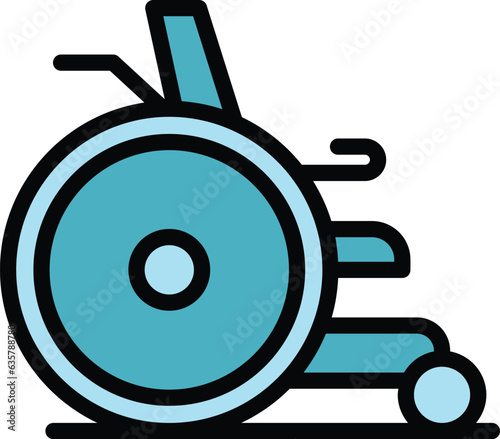 Electronic wheelchair icon outline vector. Electric scooter. Chair mobility color flat