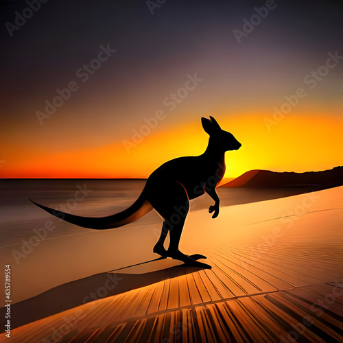 kangaroo at sunset