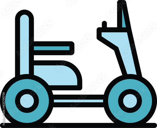 Electric wheelchair power icon outline vector. Drive motor. Scooter chair color flat