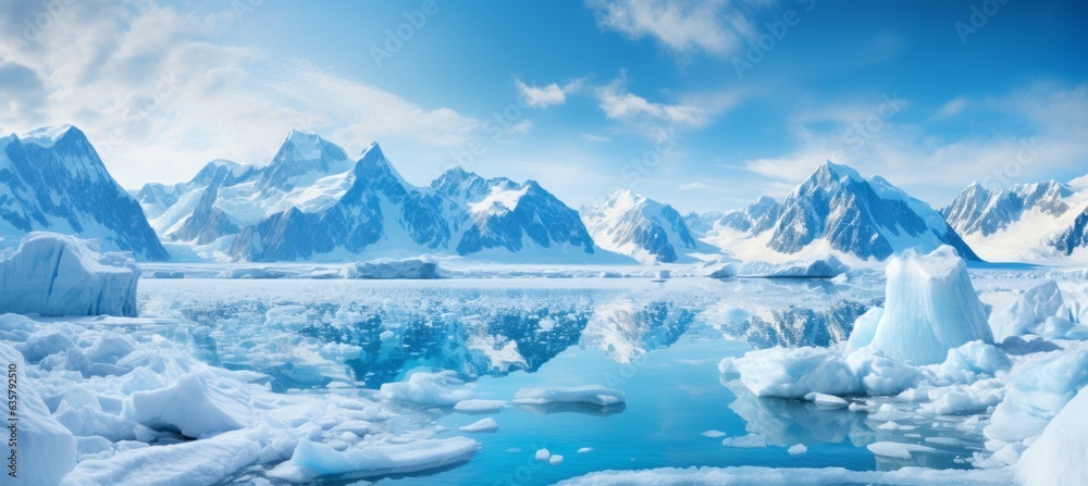 Ice arctic landscape background. Generative AI technology.