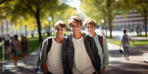 AI generated image of male friends at school campus