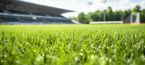 Soccer field grass background. Generative AI technology. © Hero Design