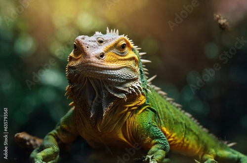 A lizard basking on a sunlit rock in its natural habitat © Usman