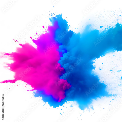 abstract powder splatter background. blue powder explosion on transparent background. Colored cloud. Colorful dust explode. Colorful powder