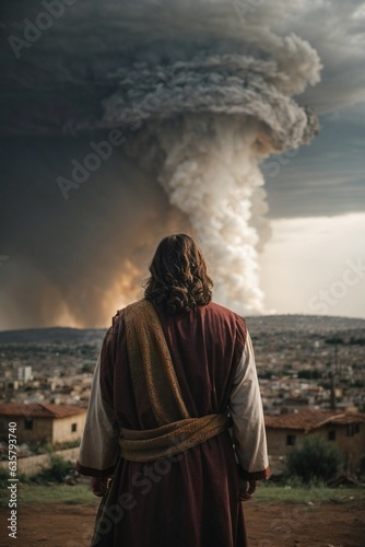 A man standing in front of a thick cloud of smoke
