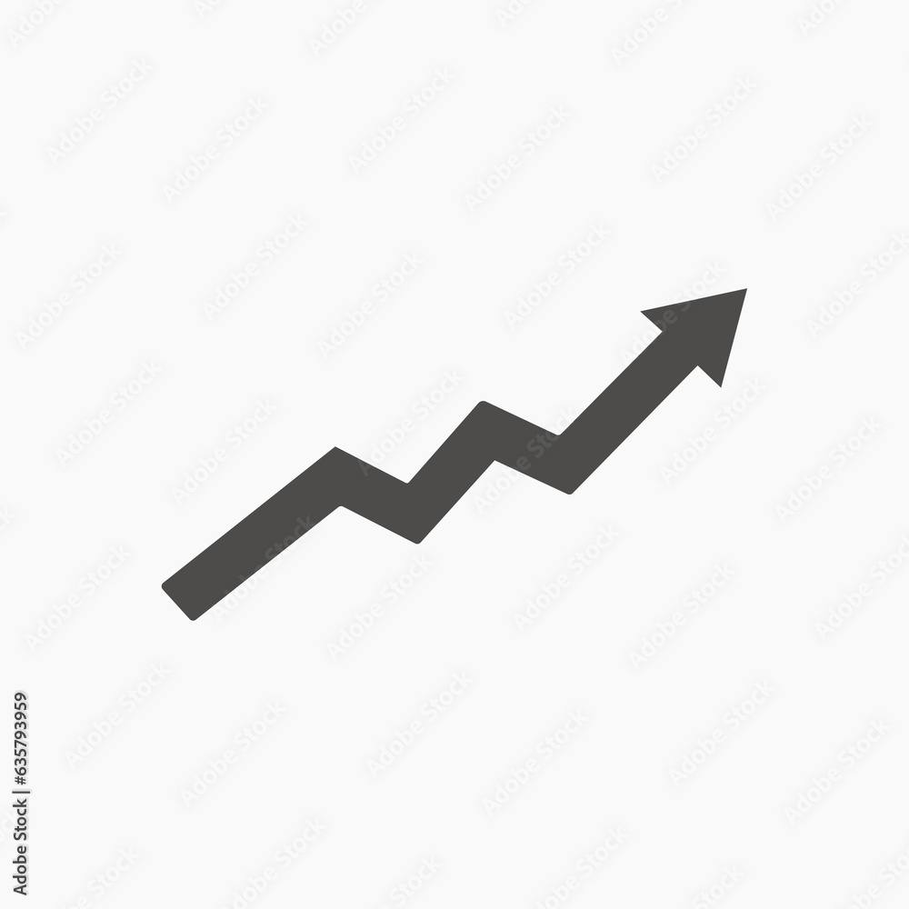Arrow graph chart icon vector. Business growth symbol. Concept of sales symbol icon with arrow moving up. Economic Arrow Arrow graph chart icon vector. Business growth symbol. Concept of sales symbol icon with arrow moving up. Economic Arrow