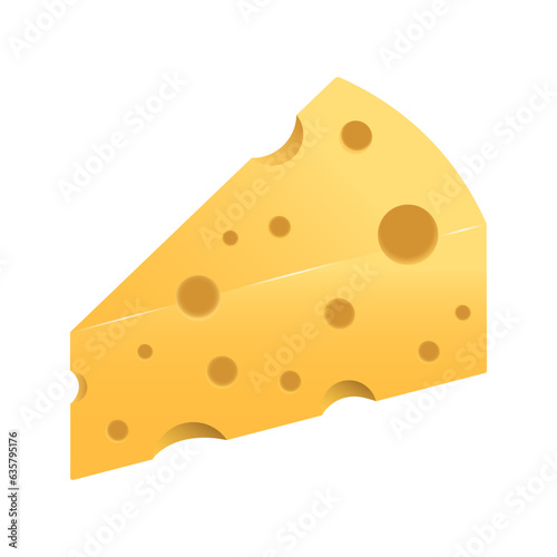 Triangular piece of round cheese with holes