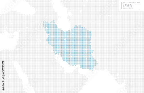 イランを中心とした青のドットマップ。 大サイズ。