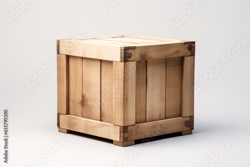 wooden crate on a light grey background © id512