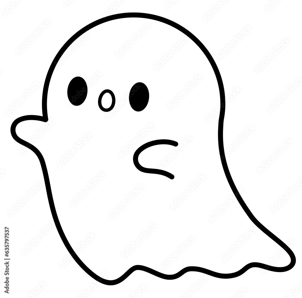 Cute kawaii ghost halloween cartoon outline icon Cute kawaii ghost halloween cartoon outline icon