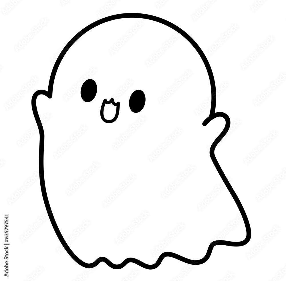 Cute kawaii ghost halloween cartoon outline icon Cute kawaii ghost halloween cartoon outline icon