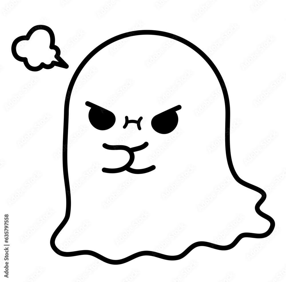 Cute kawaii ghost halloween cartoon outline icon Cute kawaii ghost halloween cartoon outline icon